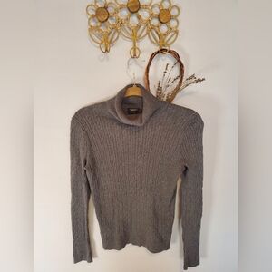 Talbots Grey Ribbed Turtleneck Sweater